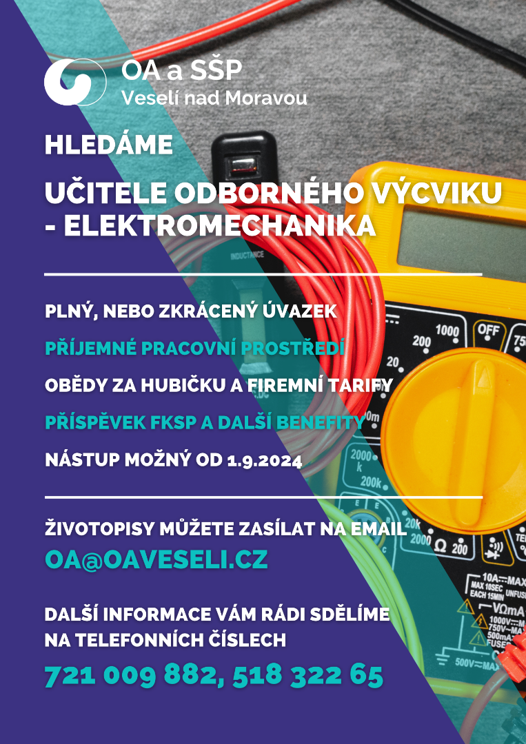 Hledáme učitele odborného výcviku – elektromechanik