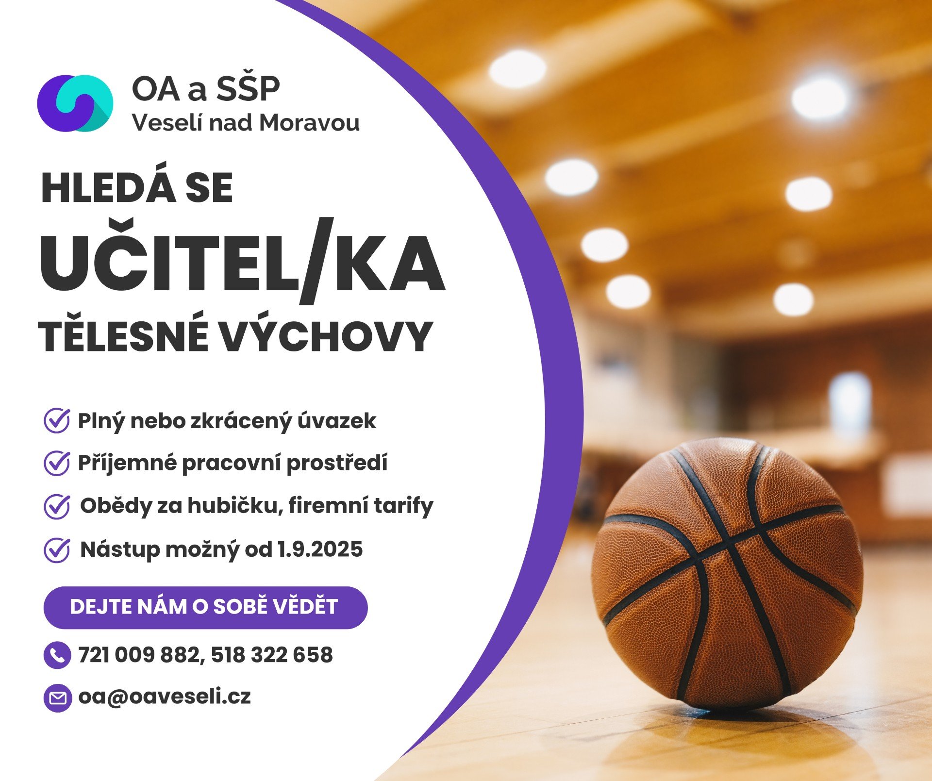 Hledáme učitele/ku tělesné výchovy