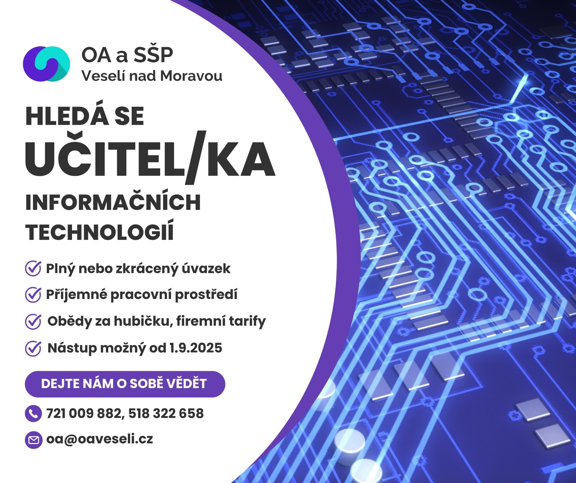 Přijmeme učitele/učitelku informačních technologií